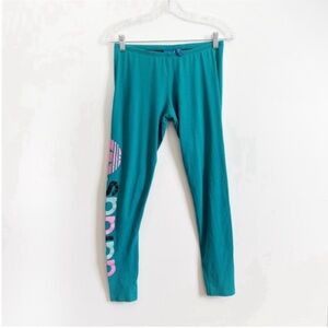 Adidas Originals leggings teal green cotton full length stretch